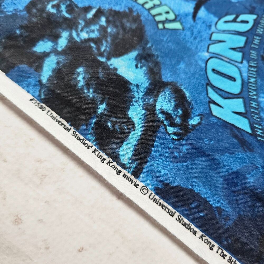 King Kong Movie Cotton Fabric Blue Universal Studios 36 x 44 One Yard